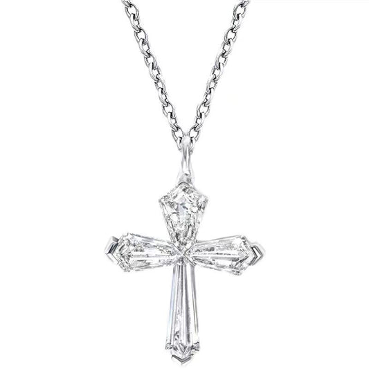 "Edgeless Cross" 925 Sterling Silver Necklace – Seamless Sparkle & Minimalist Faith