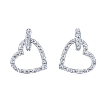 “Lovette Halo” S925 Sterling Silver Pavé Heart Stud Earrings