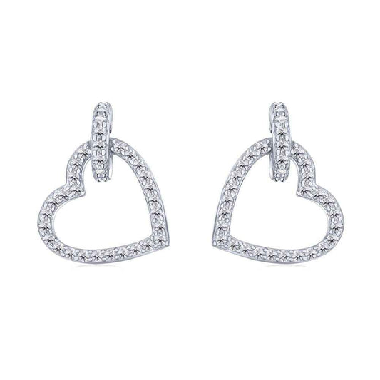 “Lovette Halo” S925 Sterling Silver Pavé Heart Stud Earrings