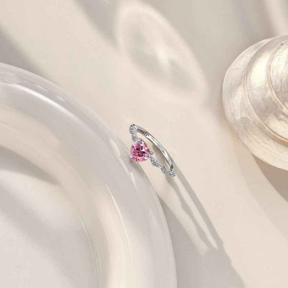 “Sweet Aurora” 925 Sterling Silver Pink Heart Solitaire Ring