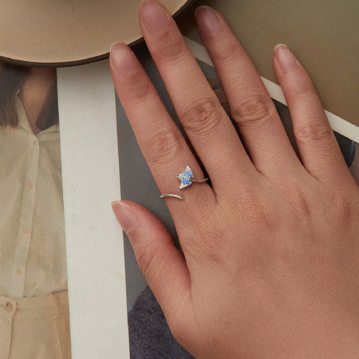 “Azure Ray” S925 Sterling Silver Open Ring