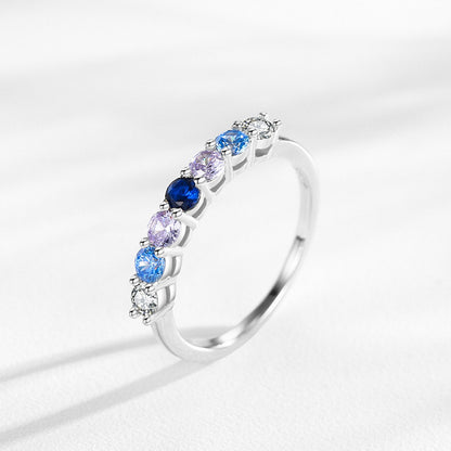 “Celeste Row” 925 Sterling Silver Round Multi-Stone Band Ring