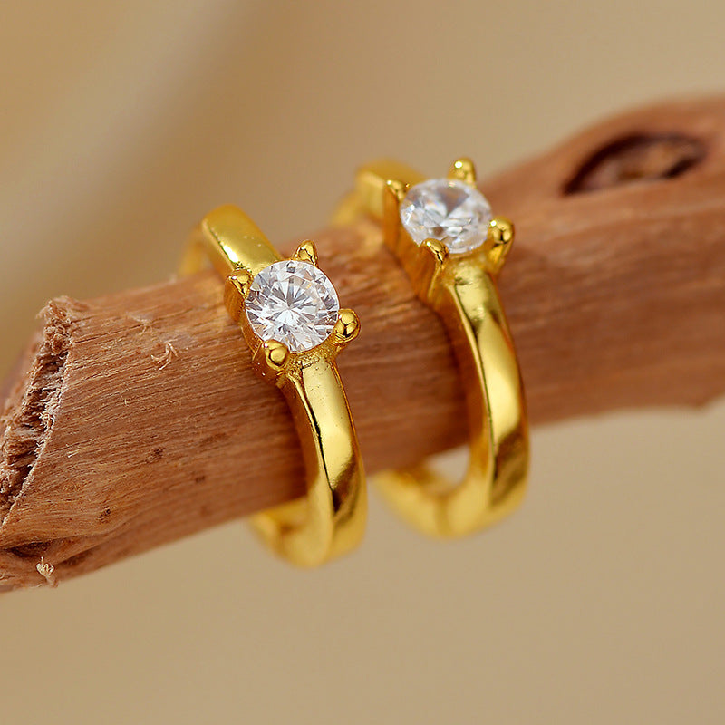 “Lumière Loop” S925 Sterling Silver Solitaire Hoop Earrings