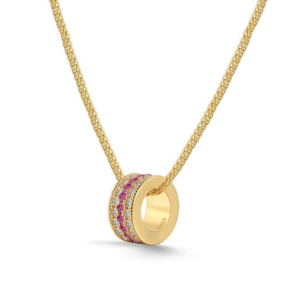 “Twilight Prism” 925 Sterling Silver Multi-Row Color Zircon Ring Pendant Necklace