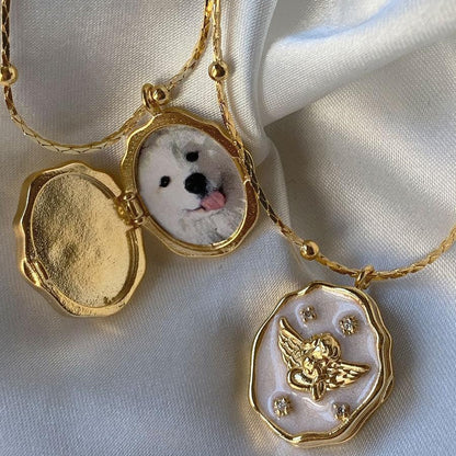 "Angel Keepsake" Vintage Locket Necklace – Photo Customizable