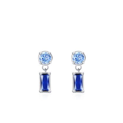 “Sapphire Poise” 925 Sterling Silver Blue Baguette & Round-Cut Jewelry Set