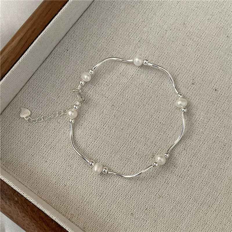 "Waves & Pearls" 925 Sterling Silver Necklace & Bracelet