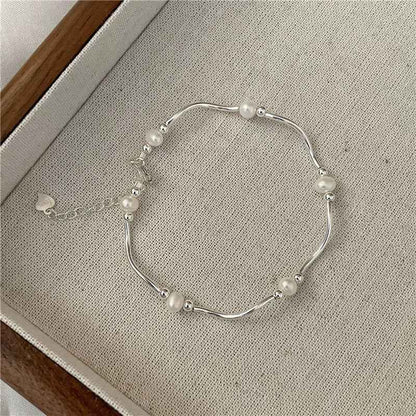 "Waves & Pearls" 925 Sterling Silver Necklace & Bracelet