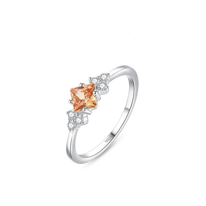 “Amber Radiance” 925 Sterling Silver Champagne Zircon Ring