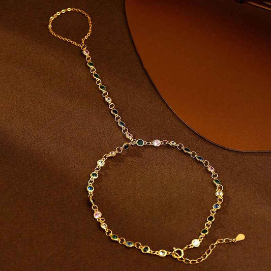 “Mirage Colors” 925 Sterling Silver Multi-Color Zircon Hand Chain Bracelet