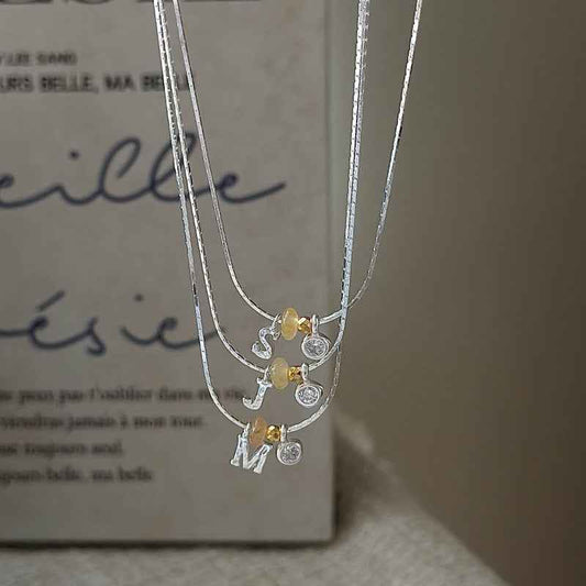 "Letter Charm" 925 Sterling Silver Necklace