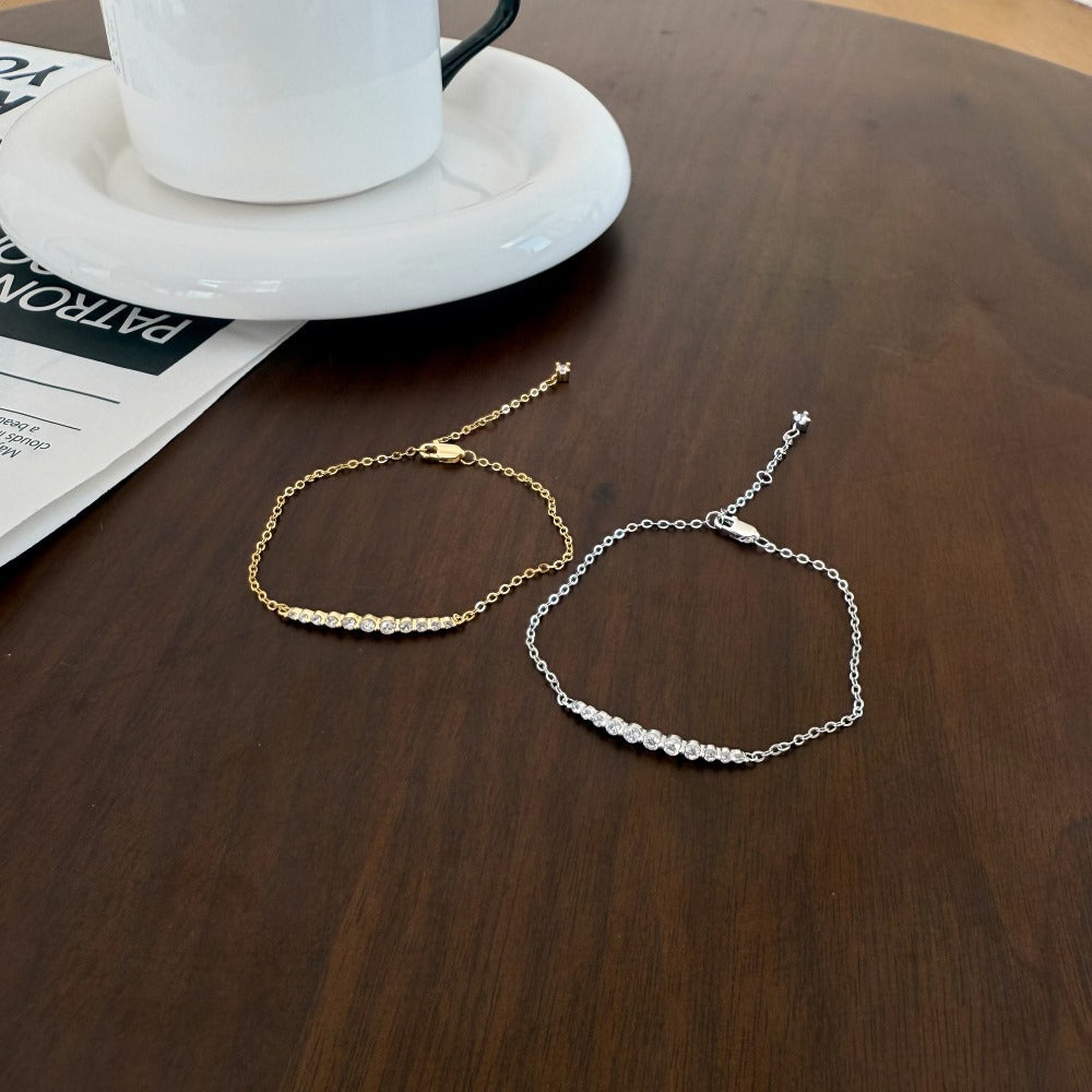 “Starlight Line” S925 Sterling Silver Pavé Bracelet