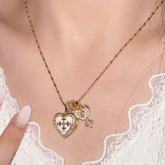 “Forever Key” 18K Gold Plated Brass Heart Photo Locket Necklace