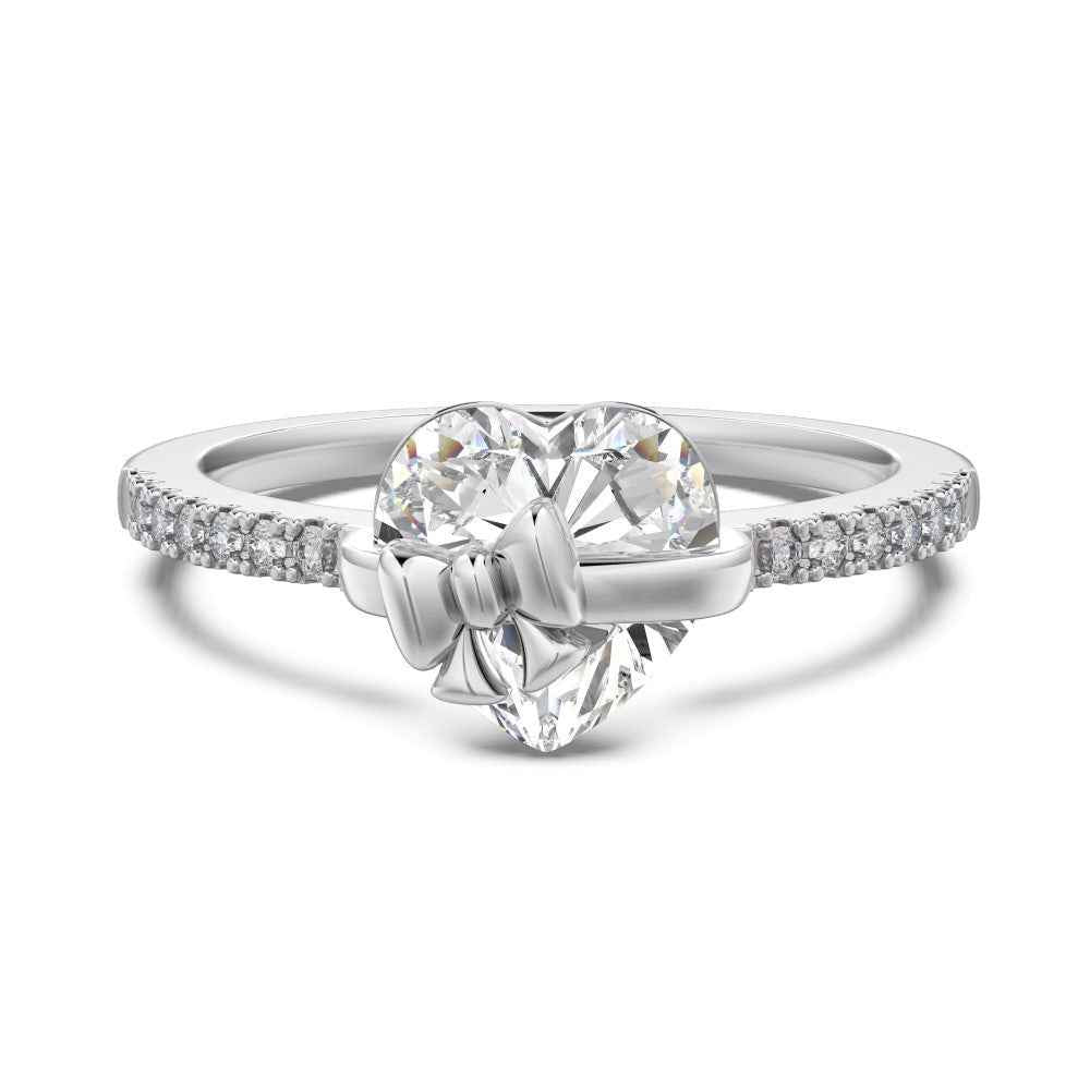 “Heart Promise” 925 Sterling Silver Bow Heart Zircon Ring