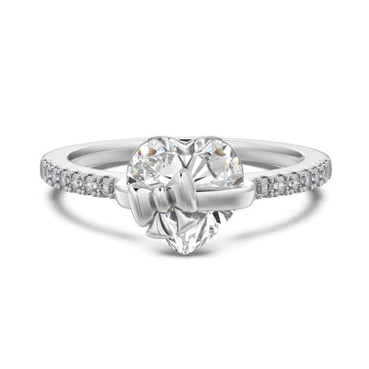 “Heart Promise” 925 Sterling Silver Bow Heart Zircon Ring