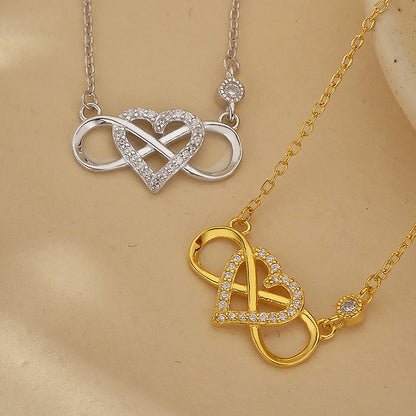 “Infinity Heart” 925 Sterling Silver Pavé Heart Necklace