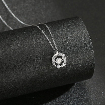"Wings of Fate" S925 Sterling Silver Dancing Heart Necklace
