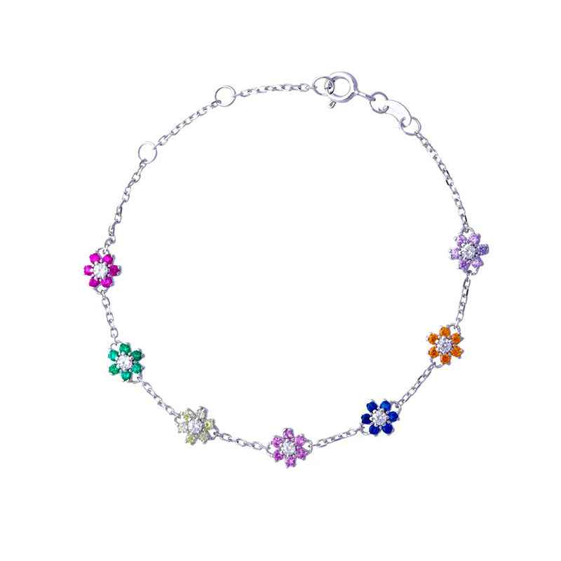 "Summer Bloom" 925 Sterling Silver Dopamine Flower Bracelet – Bright & Joyful