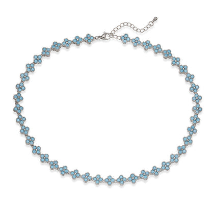 Turquoise Clover Grace Brass Genuine Gold-Plated Turquoise Floral Necklace & Bracelet Set