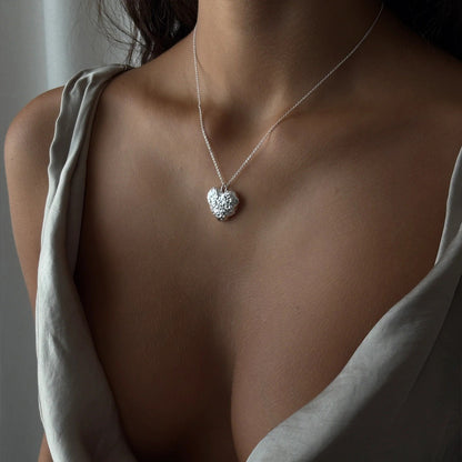 “Textured Heart” 18K Real Gold Plated Brass Pendant Necklace