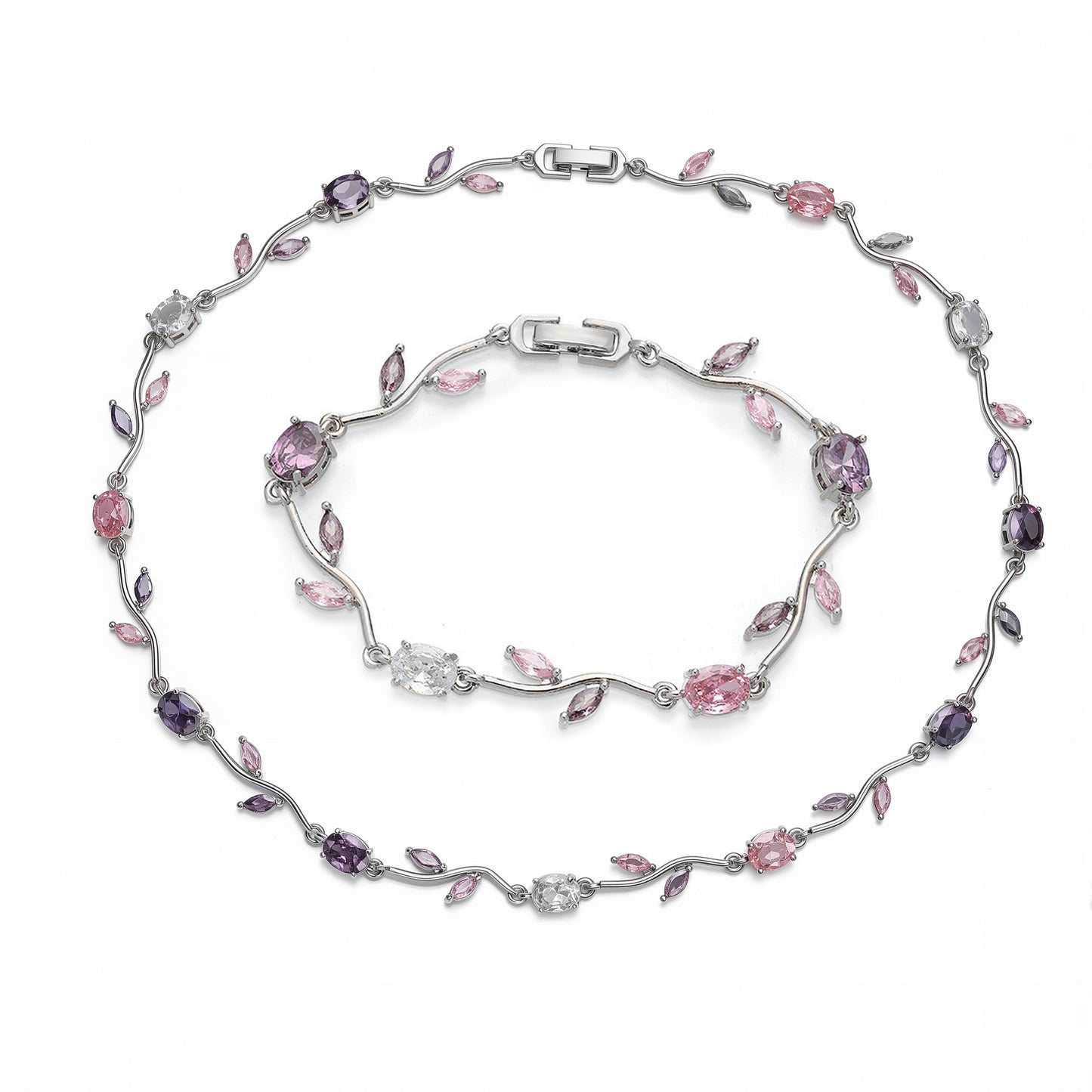 Tulip Reverie Gold-Plated Brass Multicolor Zircon Necklace / Bracelet
