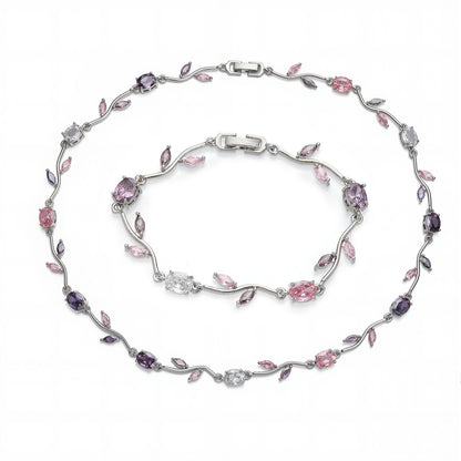 Tulip Reverie Gold-Plated Brass Multicolor Zircon Necklace / Bracelet