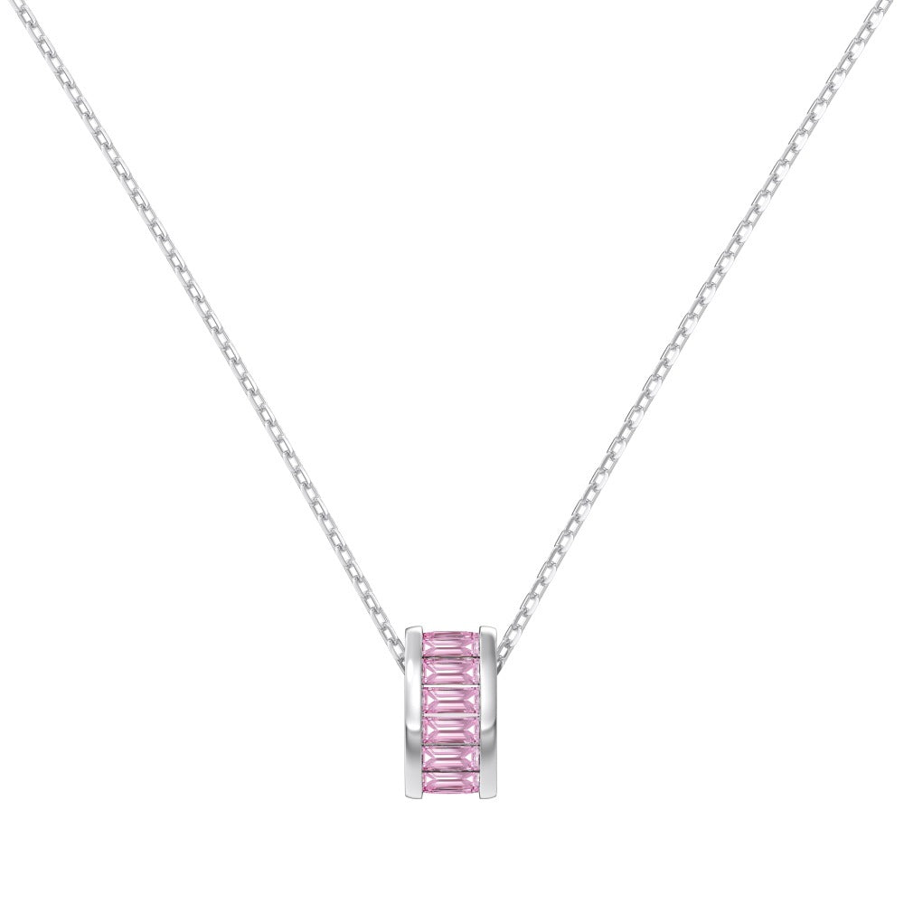 "Fairy Blush" 925 Sterling Silver Pink Zircon Pendant Necklace