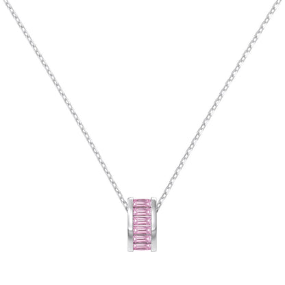 "Fairy Blush" 925 Sterling Silver Pink Zircon Pendant Necklace