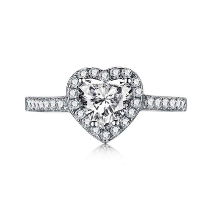 “Blush Radiance” 925 Sterling Silver Pink Heart Halo Pavé Ring