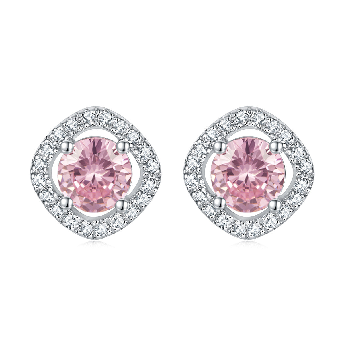“Pink Halo Symphony” 925 Sterling Silver Pink Zircon Jewelry Set