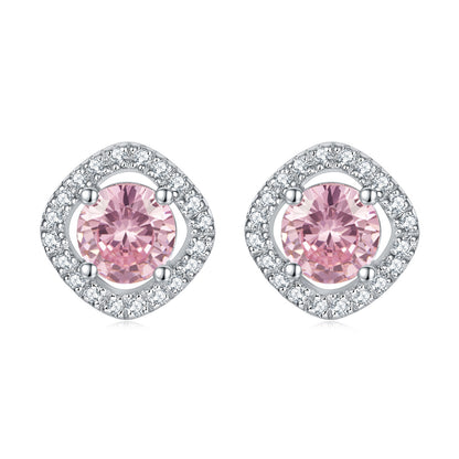 “Pink Halo Symphony” 925 Sterling Silver Pink Zircon Jewelry Set