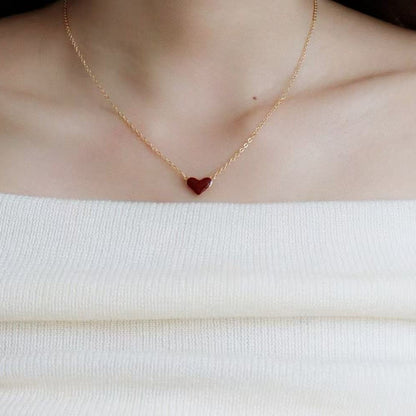 Crimson Frost Double-Sided Heart Pendant Necklace