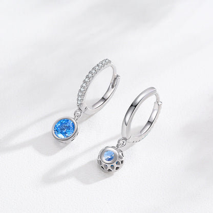 “Azure Halo” 925 Sterling Silver Aquamarine Zircon Jewelry Set
