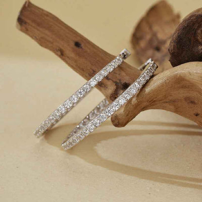 “Luxe Halo” 925 Sterling Silver Full-Pavé Large Hoop Earrings