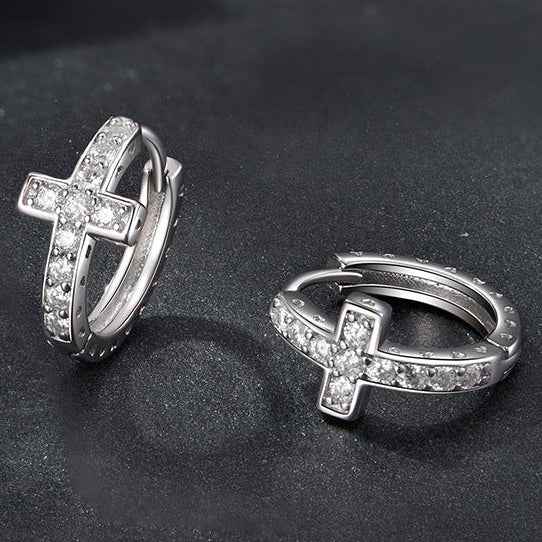“Radiant Cross” 925 Sterling Silver Moissanite Cross Ring & Earrings Set