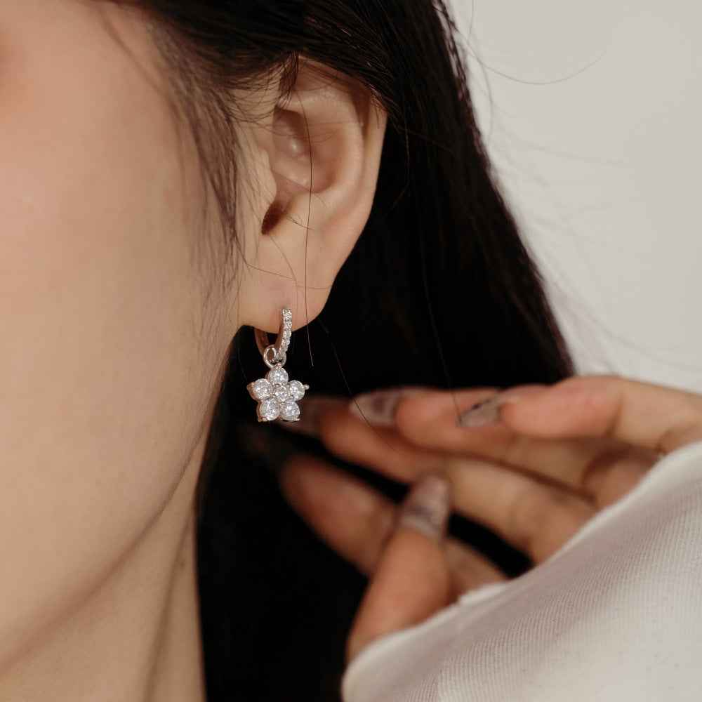“Dopamine Bloom” S925 Sterling Silver Color Crystal Hoop Earrings