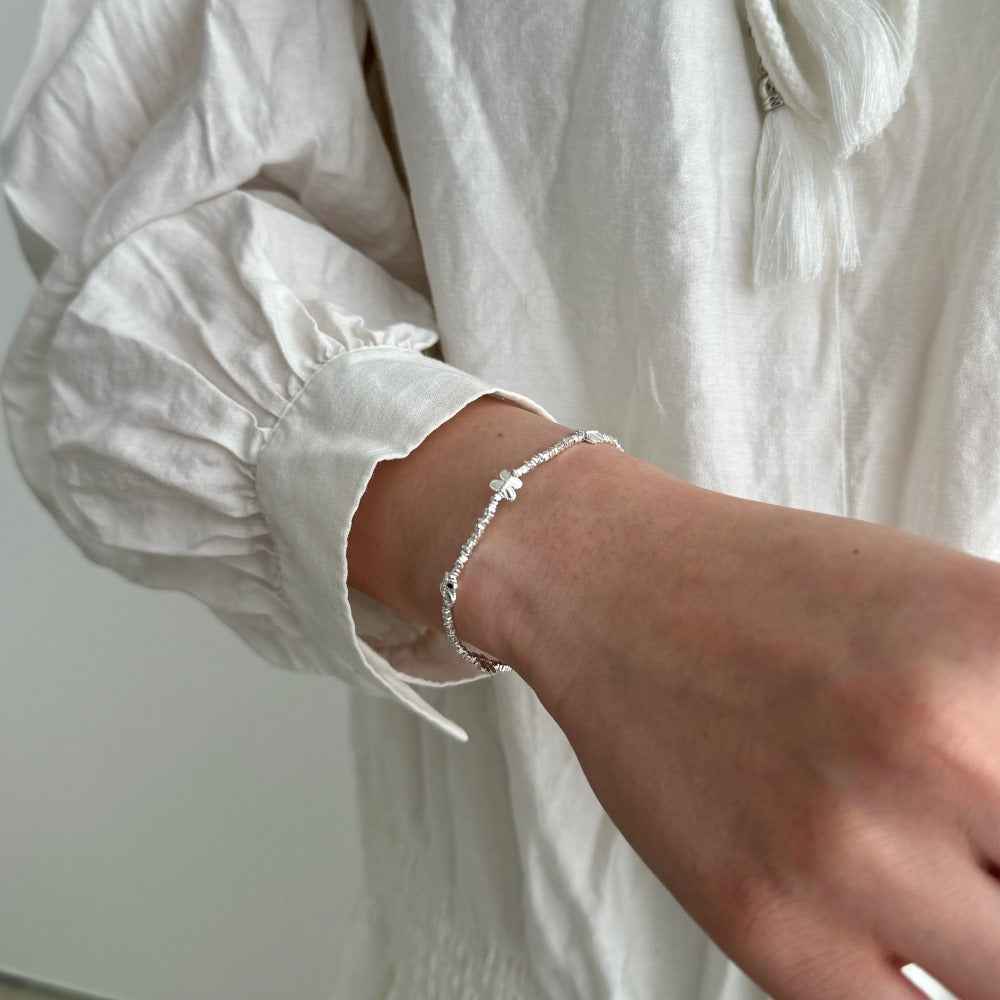 “Silver Flutter” S925 Sterling Silver Butterfly Beaded Bracelet