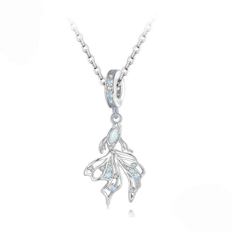 “Opaline Betta” S925 Sterling Silver Opal Fish Pendant Necklace