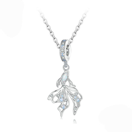 “Opaline Betta” S925 Sterling Silver Opal Fish Pendant Necklace