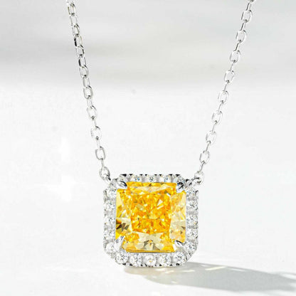 “Canary Ice” S925 Sterling Silver Yellow Radiant-Cut Jewelry Set