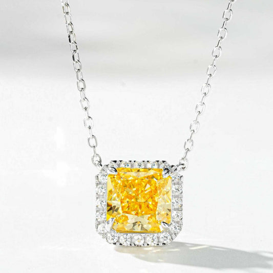 “Canary Ice” S925 Sterling Silver Yellow Radiant-Cut Jewelry Set