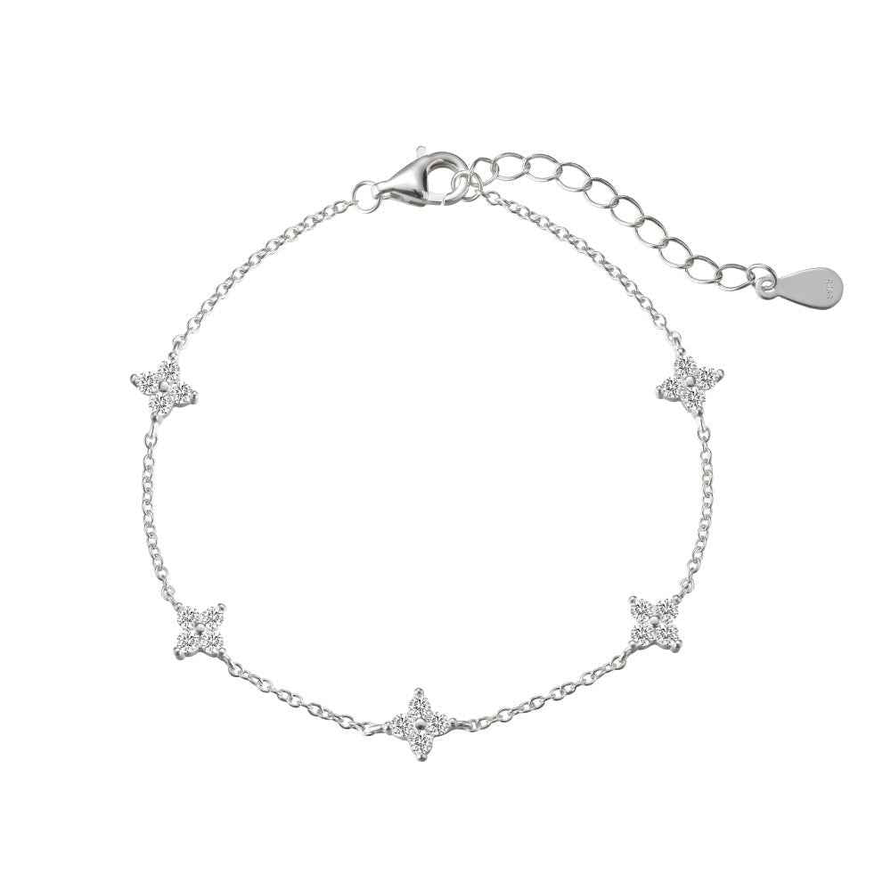 “Starlit Bloom” S925 Sterling Silver Necklace & Bracelet Set