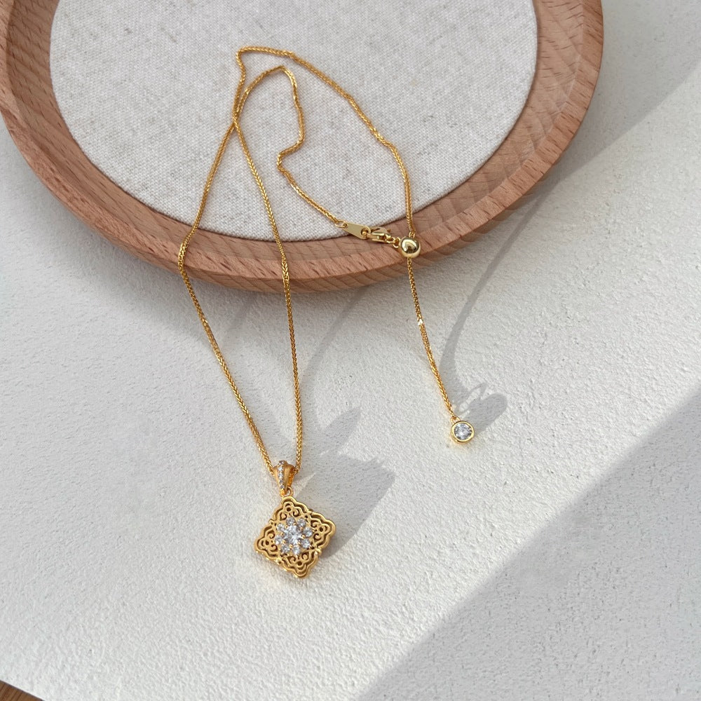 "Gilded Bloom" 925 Sterling Silver Filigree Clover Necklace & Ring Set