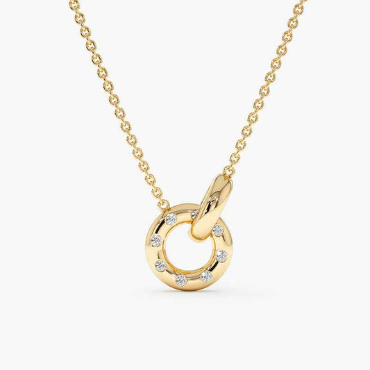 “Luna Loop” 925 Sterling Silver Pavé Circle Pendant Necklace