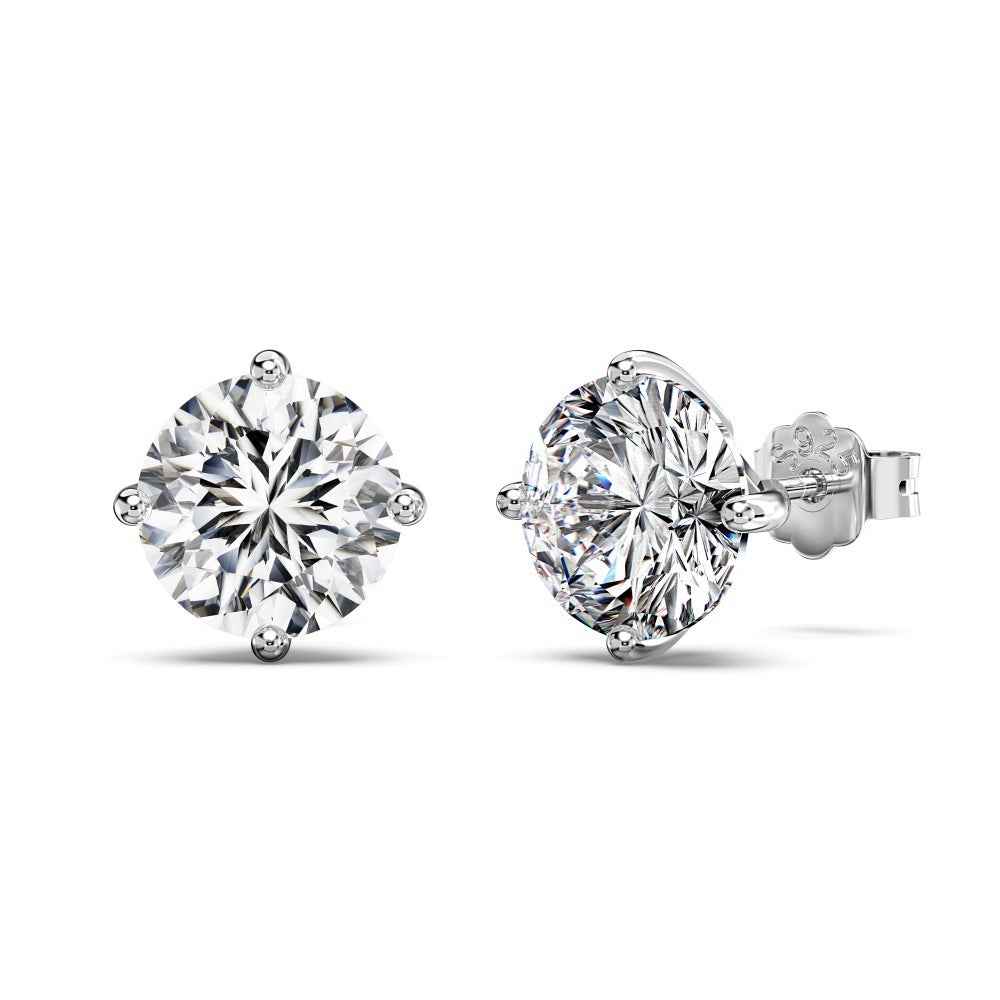 “Lumière Classic” S925 Sterling Silver 8mm Round Zircon Stud Earrings