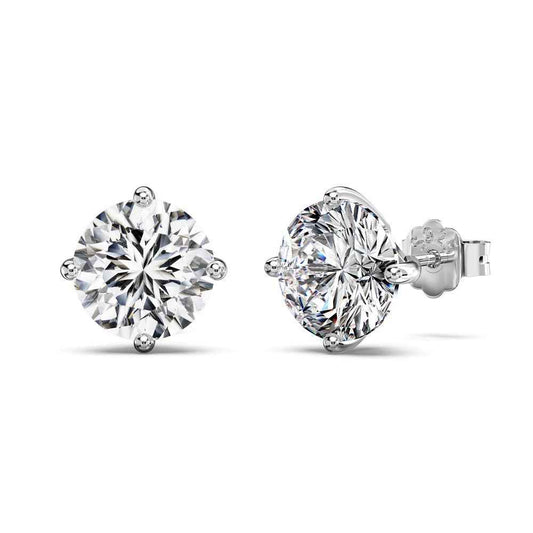 “Lumière Classic” S925 Sterling Silver 8mm Round Zircon Stud Earrings
