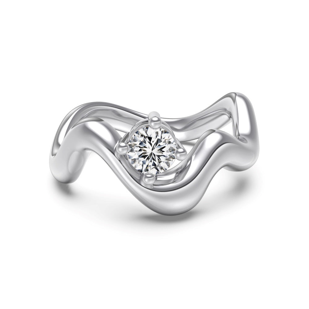“Lumière Line” S925 Sterling Silver Irregular Line Stackable Ring