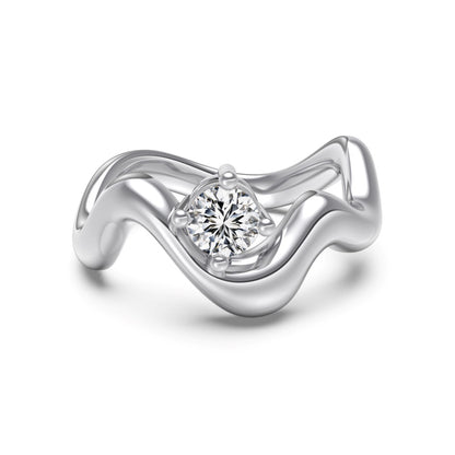 “Lumière Line” S925 Sterling Silver Irregular Line Stackable Ring
