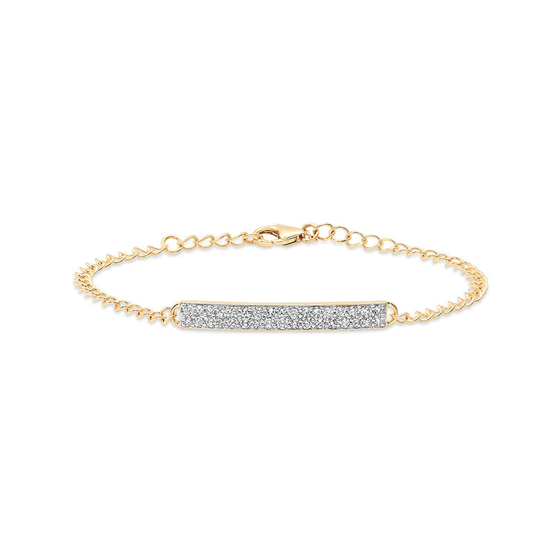 “Linear Glow” S925 Sterling Silver Pavé Bar Bracelet