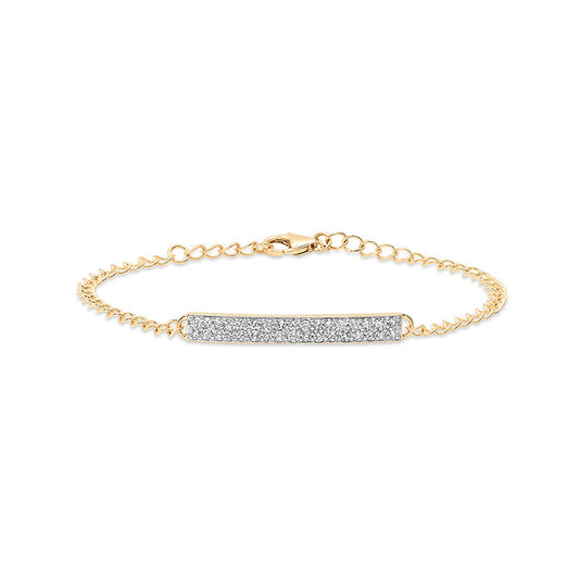 “Linear Glow” S925 Sterling Silver Pavé Bar Bracelet